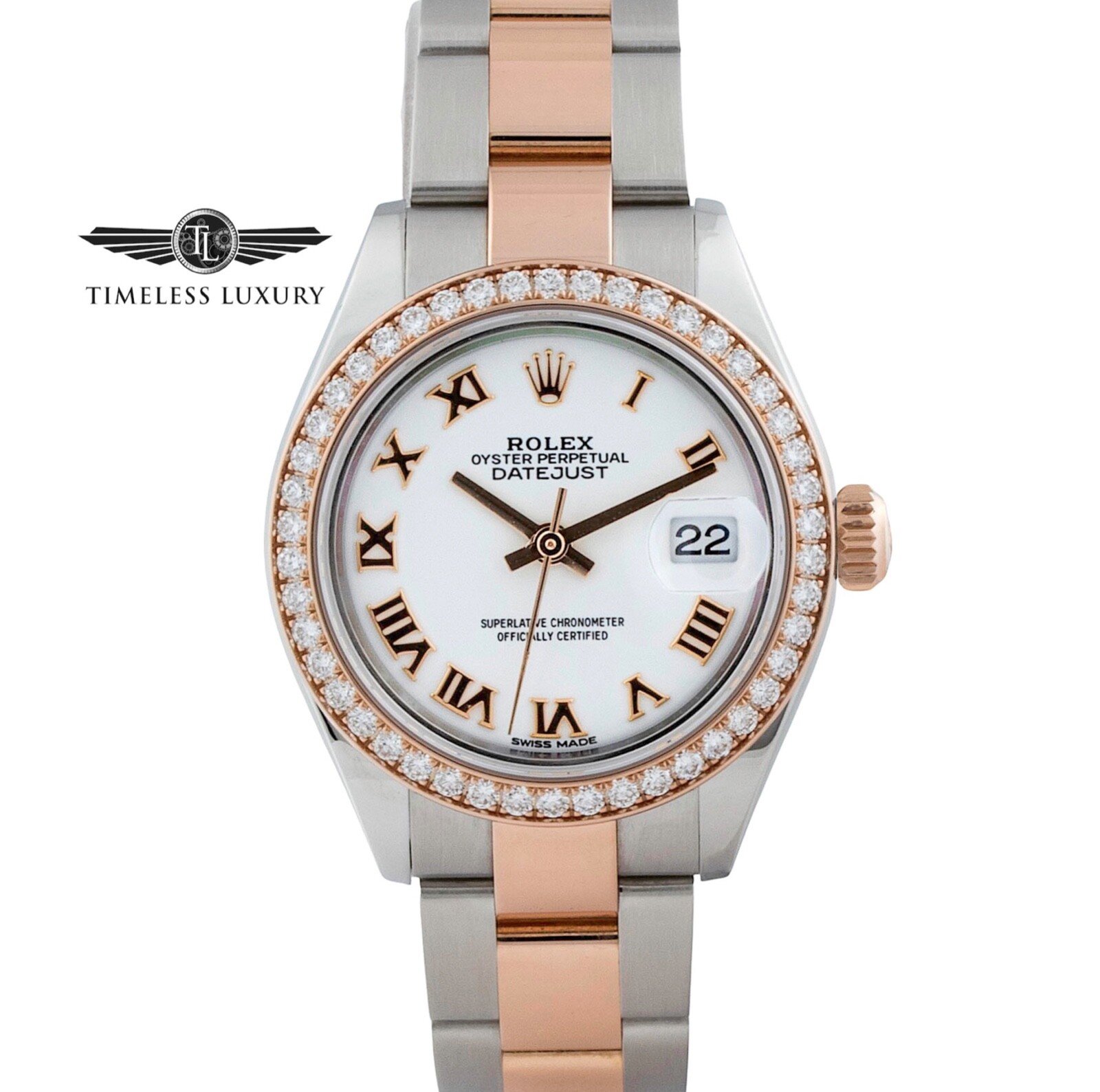 Ladies Rolex Datejust 279381RBR Steel & Rose Gold 28mm Diamond Bezel Box & Card