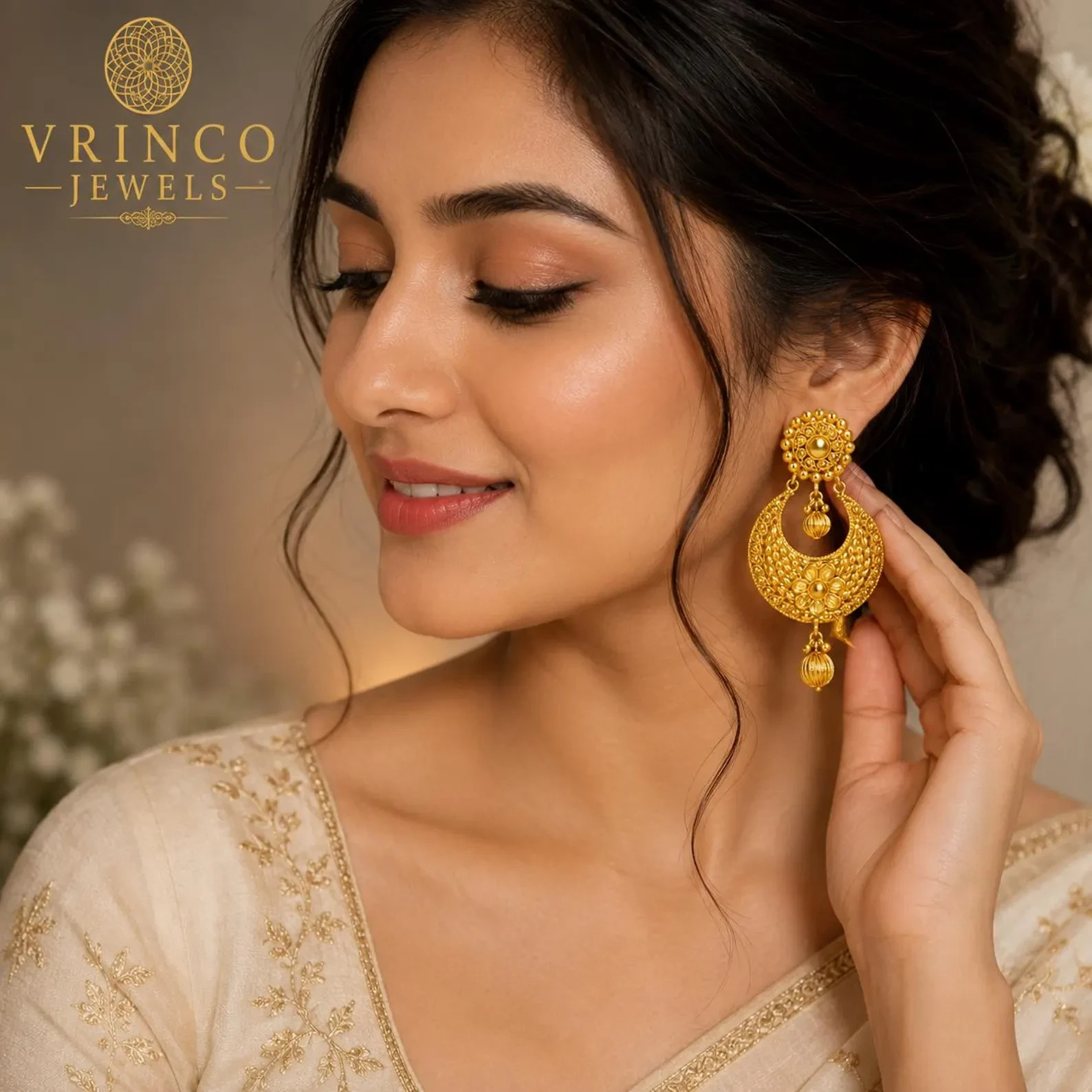 Ladon 22KT Hallmarked Yellow Gold Statement Earrings Traditional Long Luxury Jew