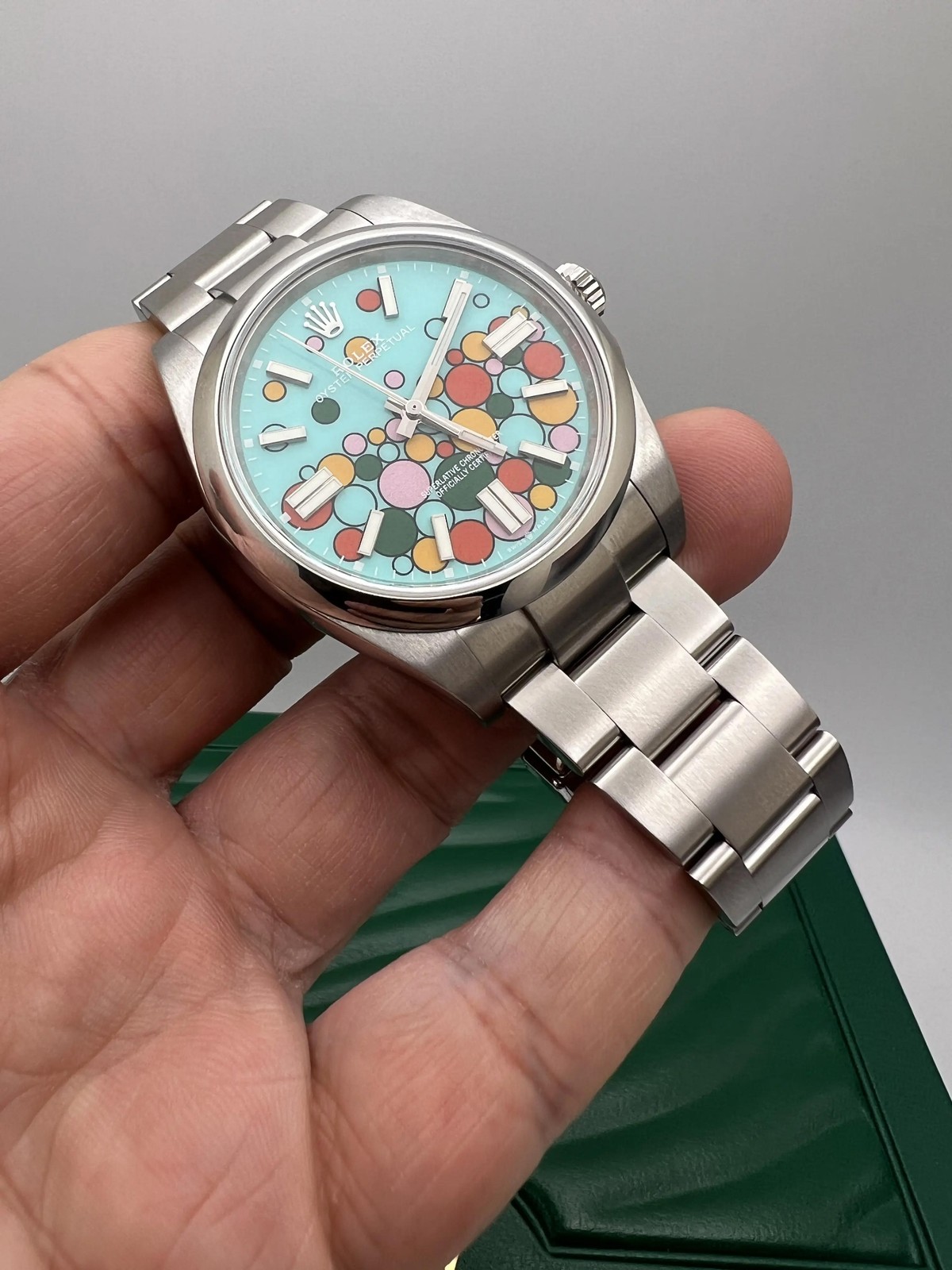Rolex Oyster Perpetual 39mm 114300 Custom Celebration Dial Box Set (124300 style