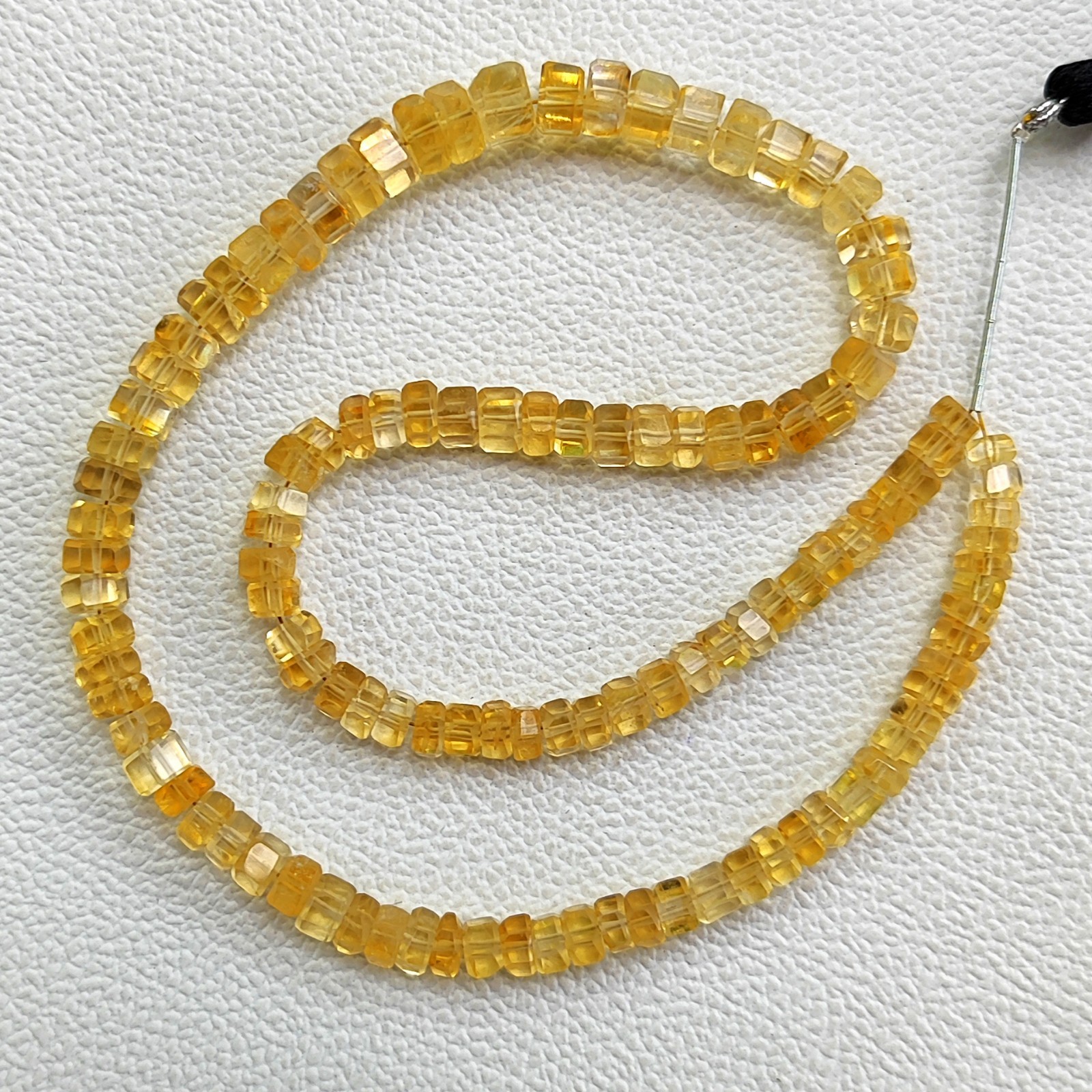 Real Golden Citrine Brazil Faceted Bolt Shape Beads 5mm-7mm 16″ Gem Strand