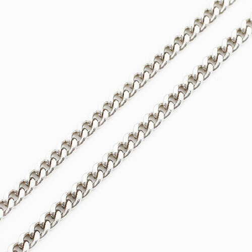 Pt850 Solid Platinum 1.3mm 2-Sided Curb Link Chain Necklace 17.75″ Adjustable
