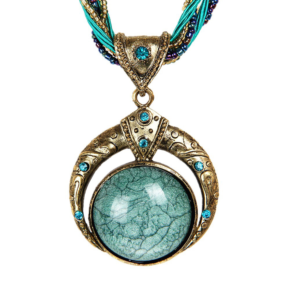 Women Lady Retro Vintage Bohemian Necklace Rope Chain Rhinestone Pendent Jewelry