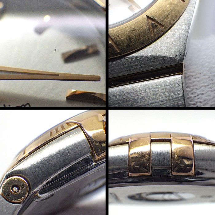 OMEGA WATCH CONSTELLATION 131.20.25.60.02.002 SUNRAY SILVER 18K PINK GOLD QUARTZ