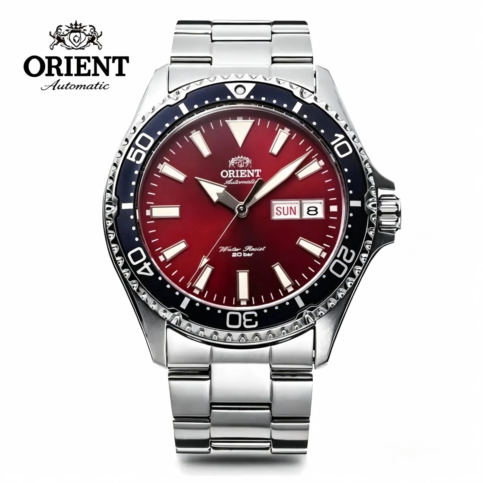 Orient Men’s Automatic Dive Watch 20Bar Water Resistant Luminous Day Date Steel