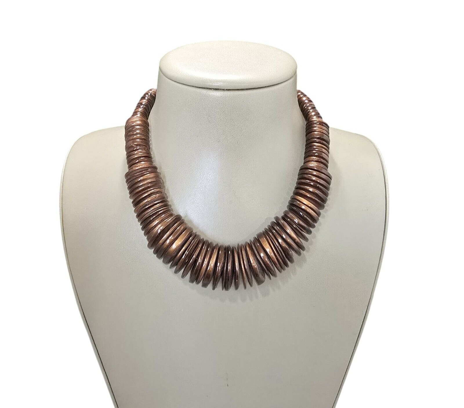 Stephan & Co Women’s Statement Wood Brown Necklace NWT