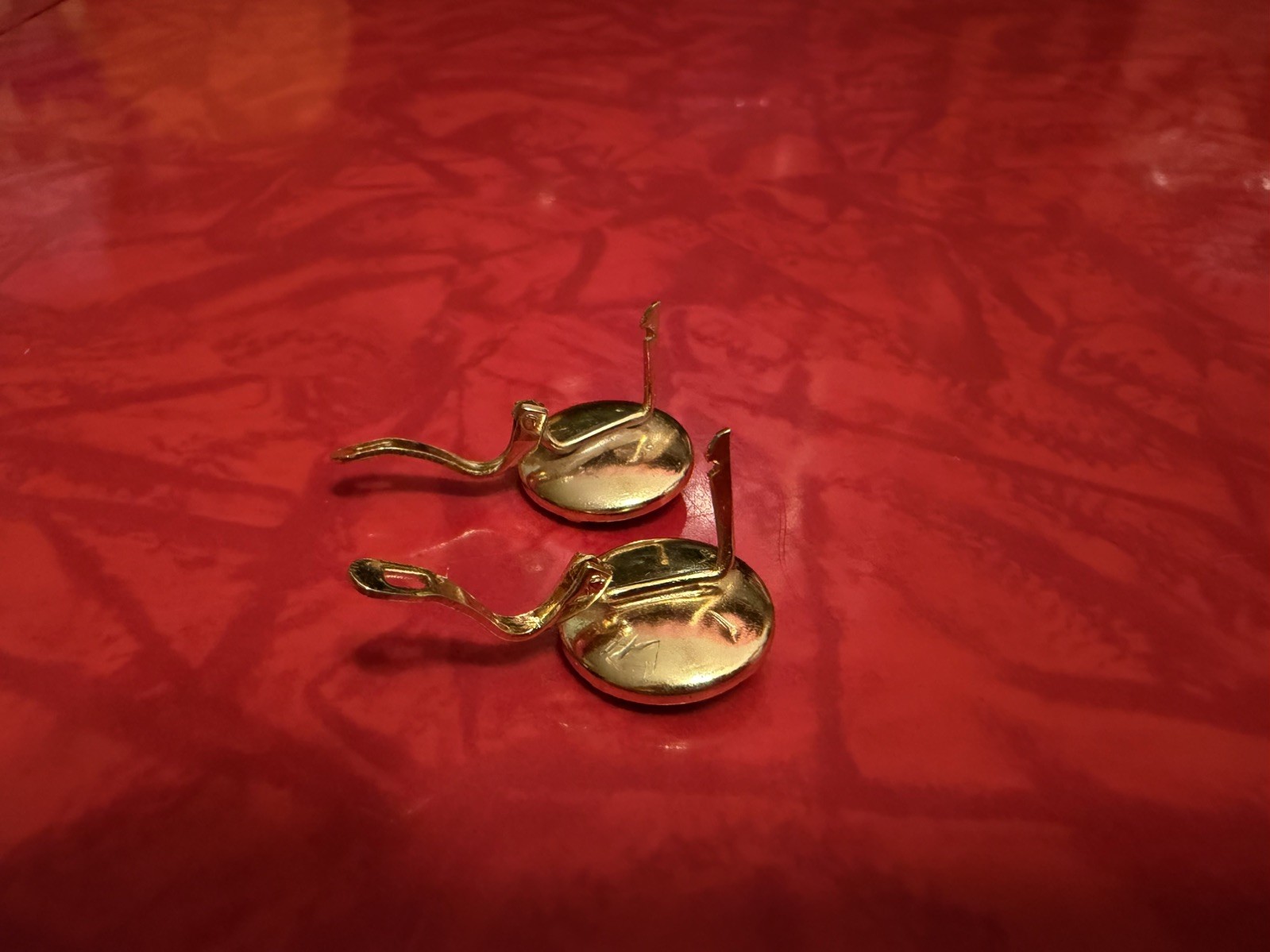 Vintage Black & Gold Damascene Flower Stud Earrings Handcrafted MCM