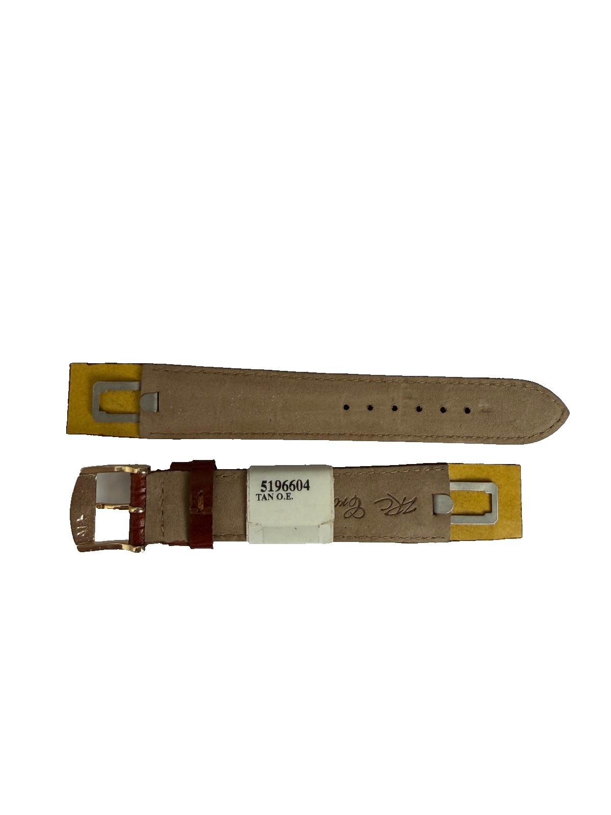 EASY FIT CLIP ON OPEN ENDED LEATHER WATCH STRAP CROC GRAIN Tan 18MM Gold Buckle