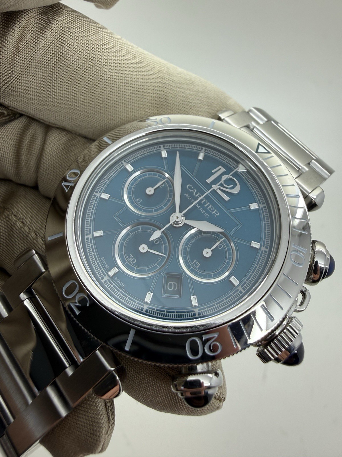 2024 Cartier Pasha Chronograph Blue Dial Auto Steel 41mm Watch WSPA0039 w/ Box