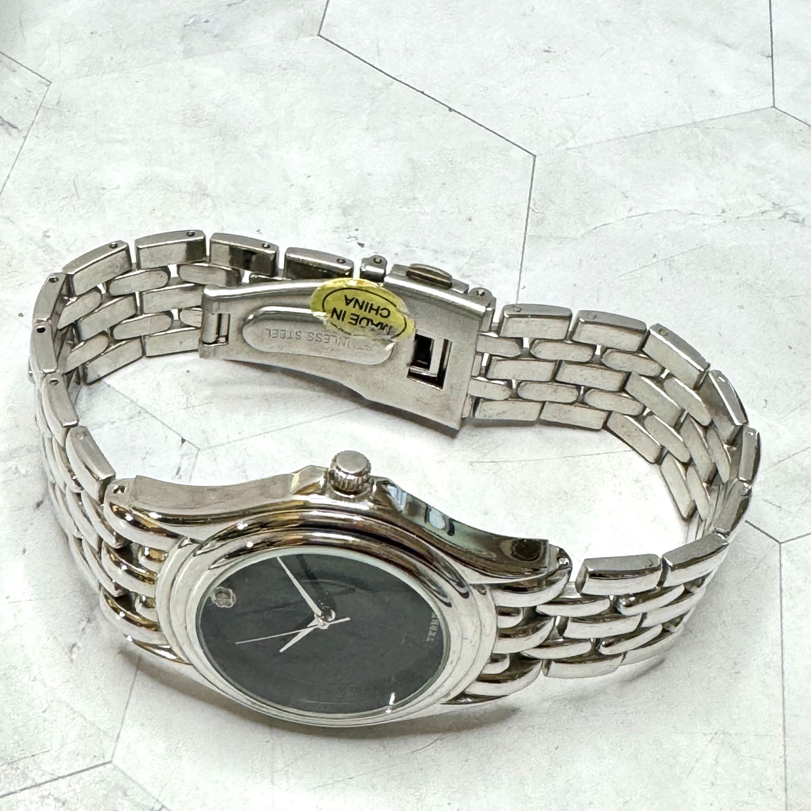 Bijoux Terner Mens Watch Silver Tone Dress Formal Black Face K-3516G NEW