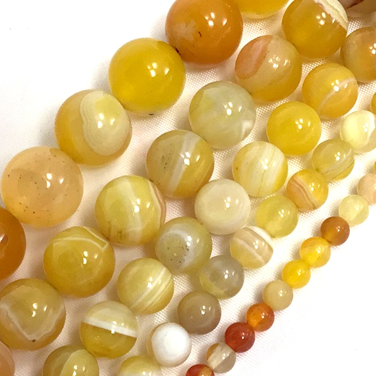 Natural Gold Yellow Stripe Agate Round Bead 15″ Jewelry Making Gemstone Bead