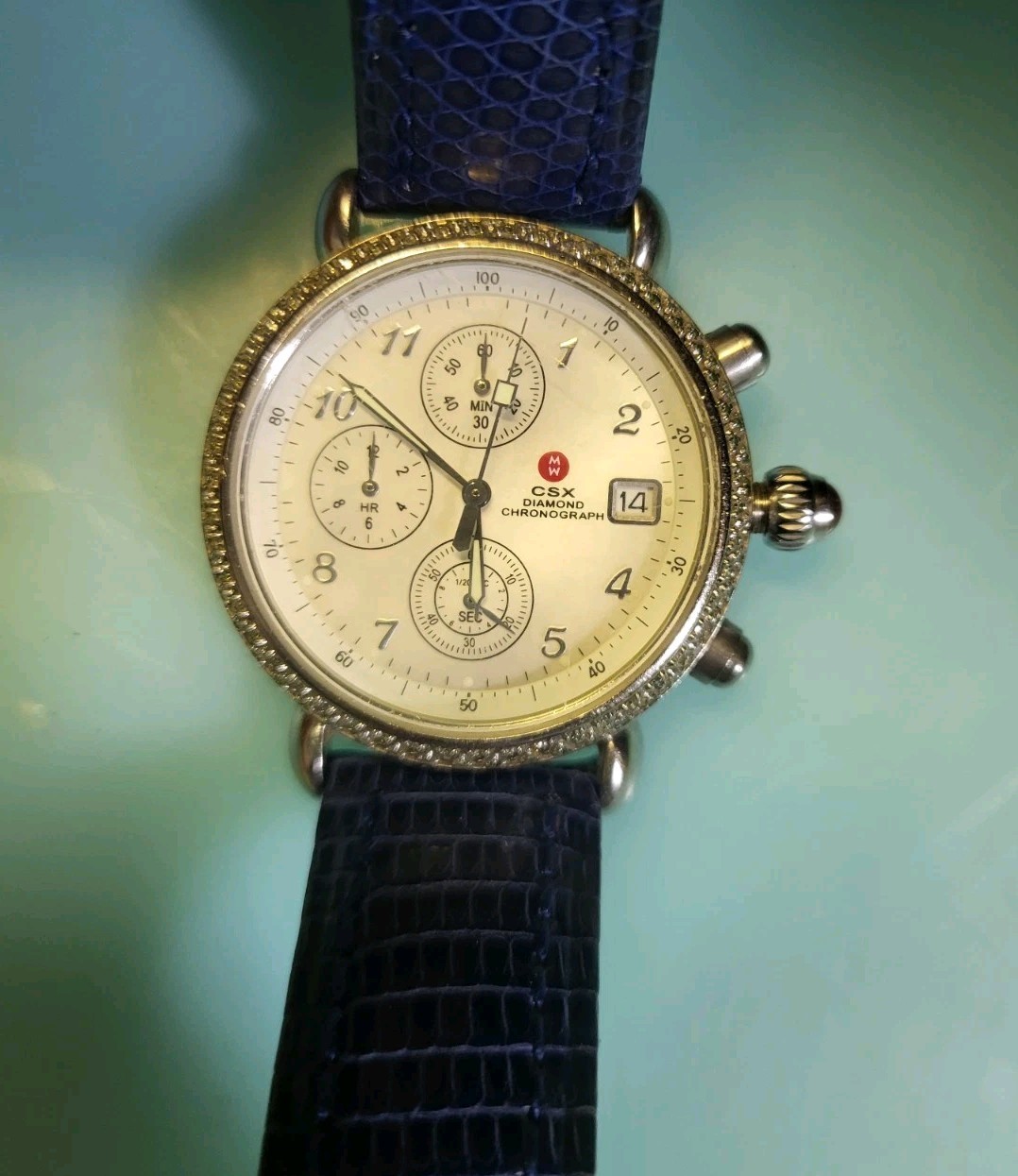 Michele CSX 36mm Steel Ladies MOP Dial & Diamond Chronograph 71-4000/5000