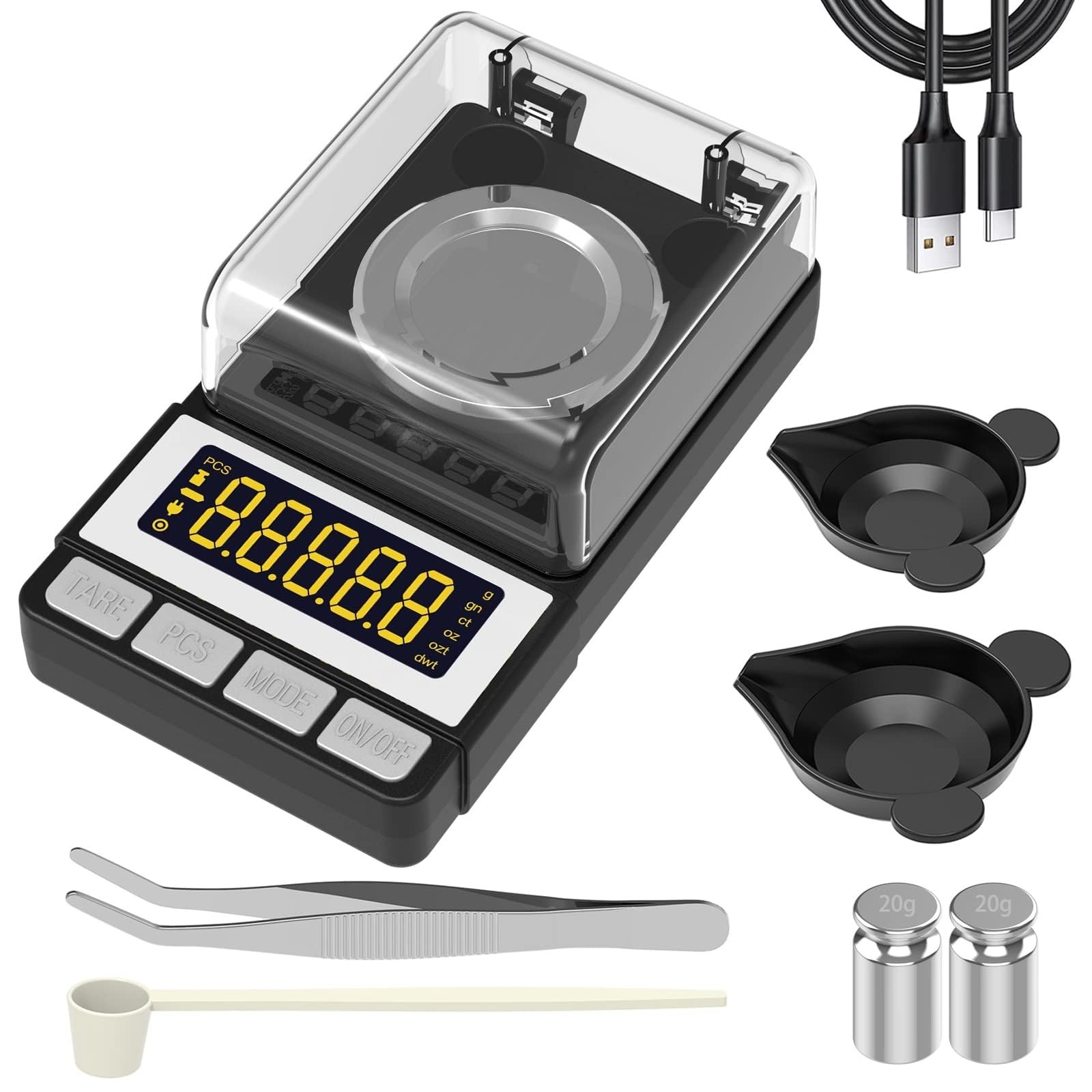 High Precision Milligram Scale 50g/0.001g, Reloading & Jewelry Scale, LCD Displa