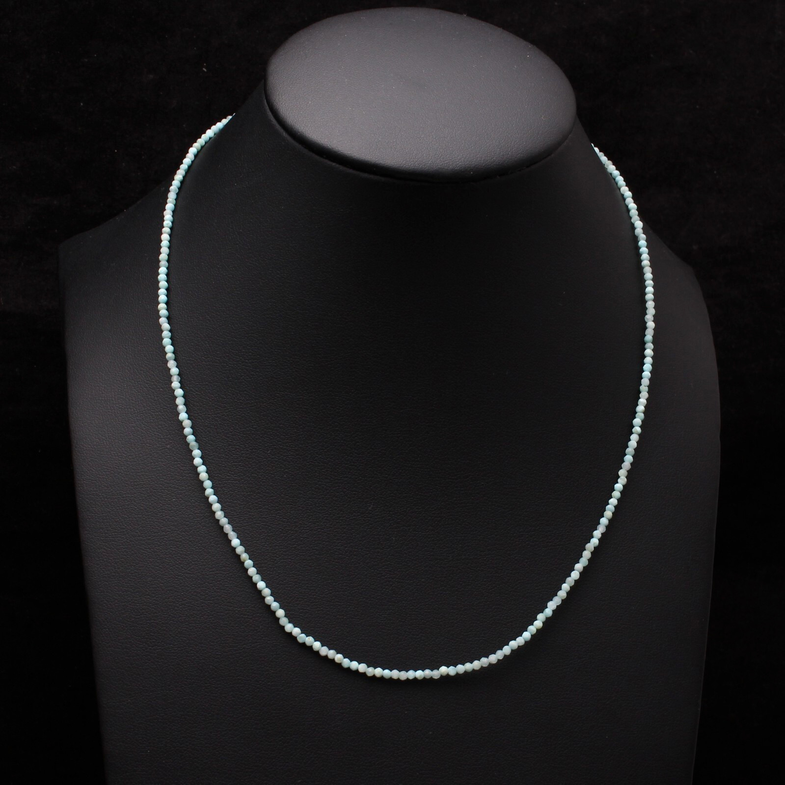 Minimalist Larimar 2mm Faceted Bead Blue Crystal Healing Boho Choker Necklace
