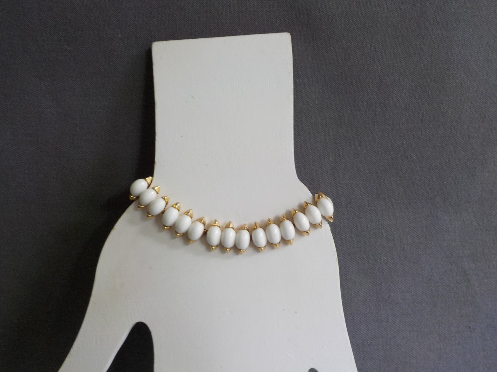 White Bracelet Mix Lot 3 Enamel Plastic Mother of Pearl Glass Bead Metal