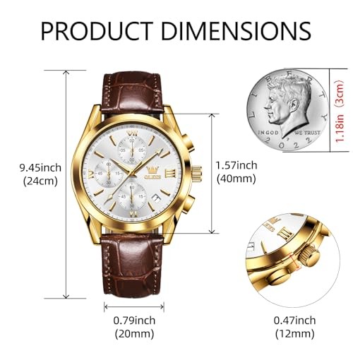Leather Chronograph Watch Men – Leather 2872 White Dial/Brown Leather Strap