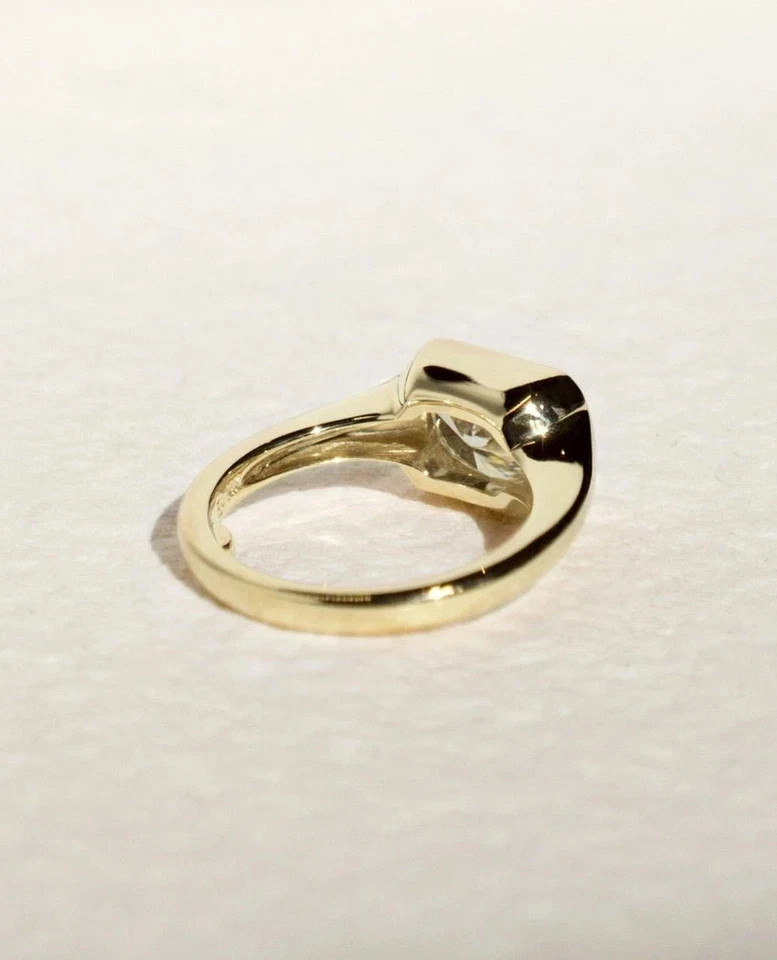 3 CT Radiant F-VS1 Lab Grown Diamond Women Promise Gift Ring 14K Yellow Gold IGI