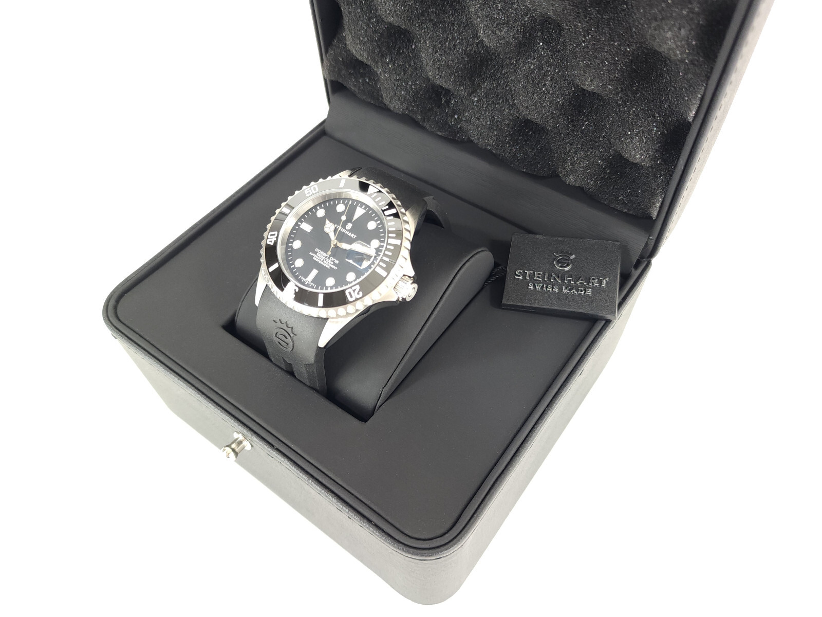 Steinhart Ocean 1 Black Ceramic Swiss Diver Watch 42mm Silicone Band 103-1079