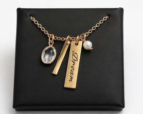 Avon Dream Charm Necklace Gold Color New In Original Box Fast Shipping