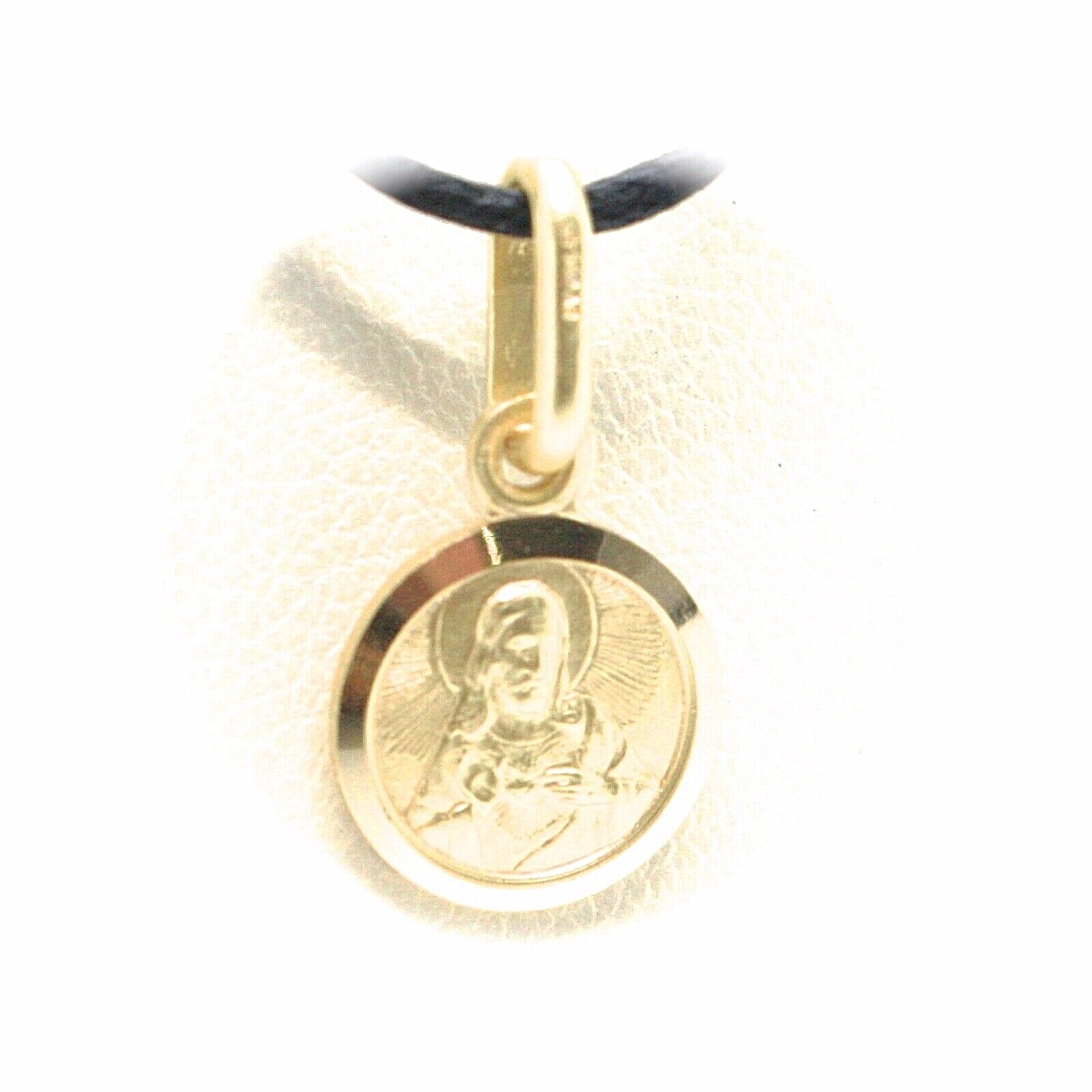18K YELLOW GOLD SCAPULAR OUR LADY OF MOUNT CARMEL SACRED HEART MEDAL 9mm CARMEN