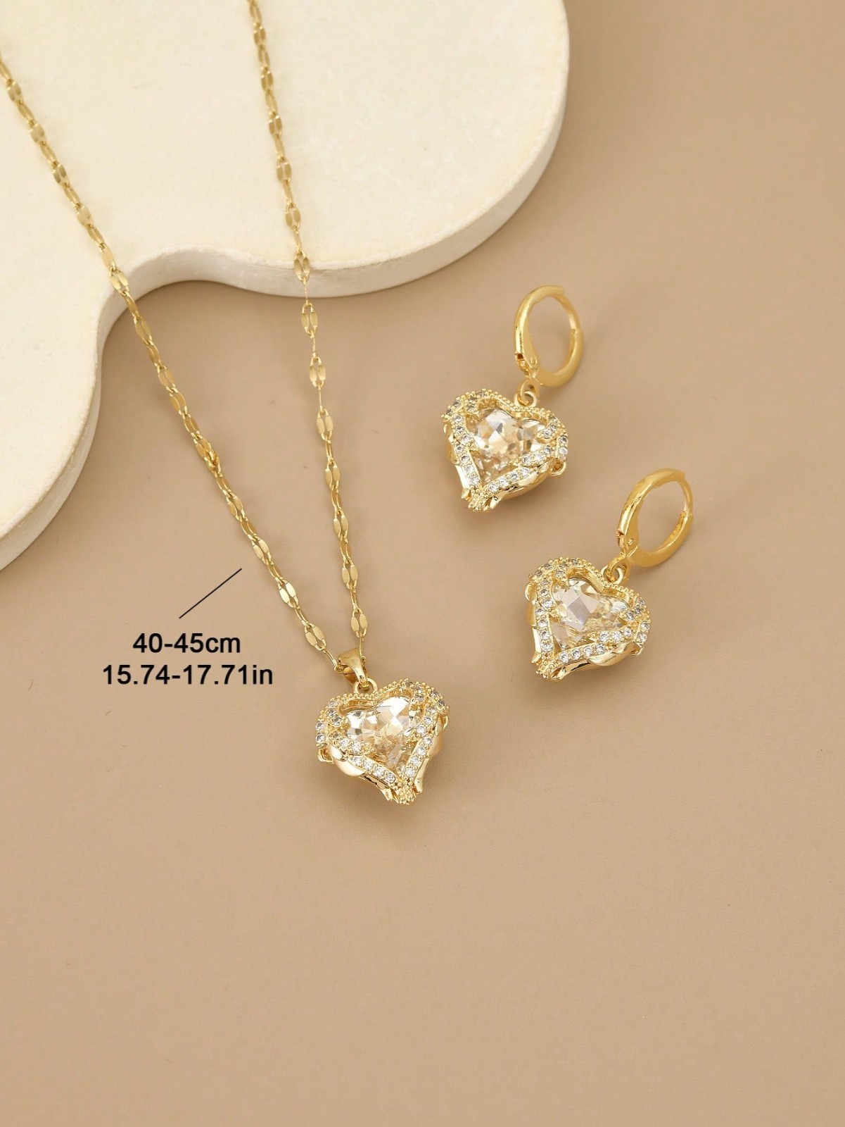 3 Pcs/Set Heart Necklace Earrings Love Gift Angel Wings Pendant Chain Women USA