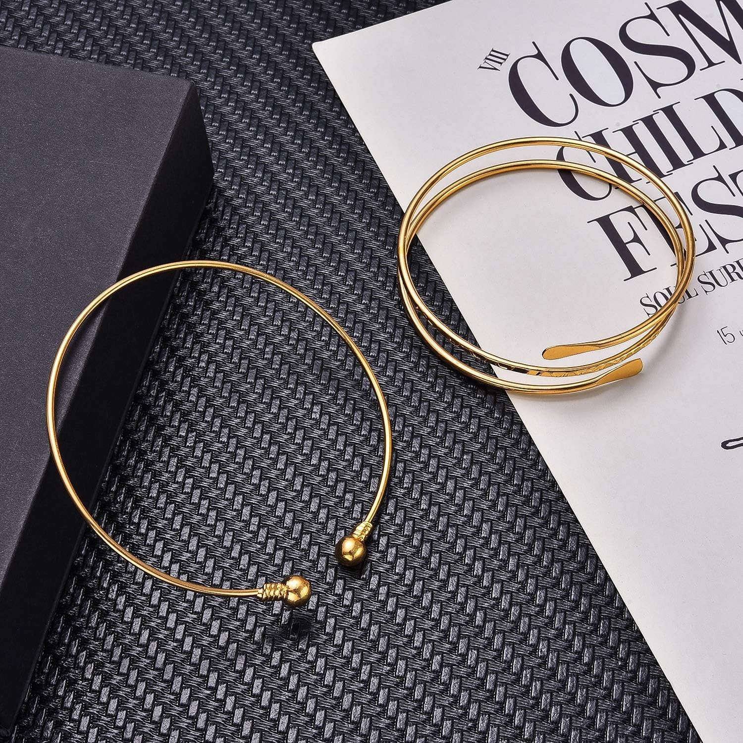6-Piece Gold Plated Arm Bracelet Set: Adjustable Cuff Bangles for Women