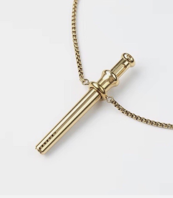 Rose Gold Incognito Compact Bump Straw Pendant Necklace Snuff Tool Snogo Clone