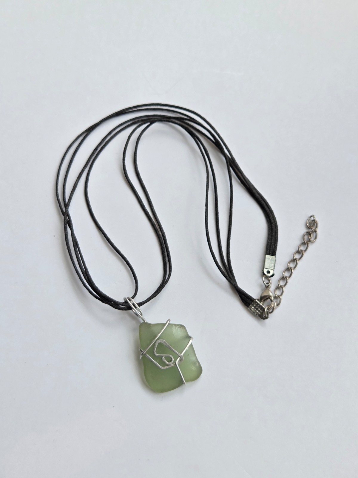 Wire Wrapped Green Sea Glass Necklace