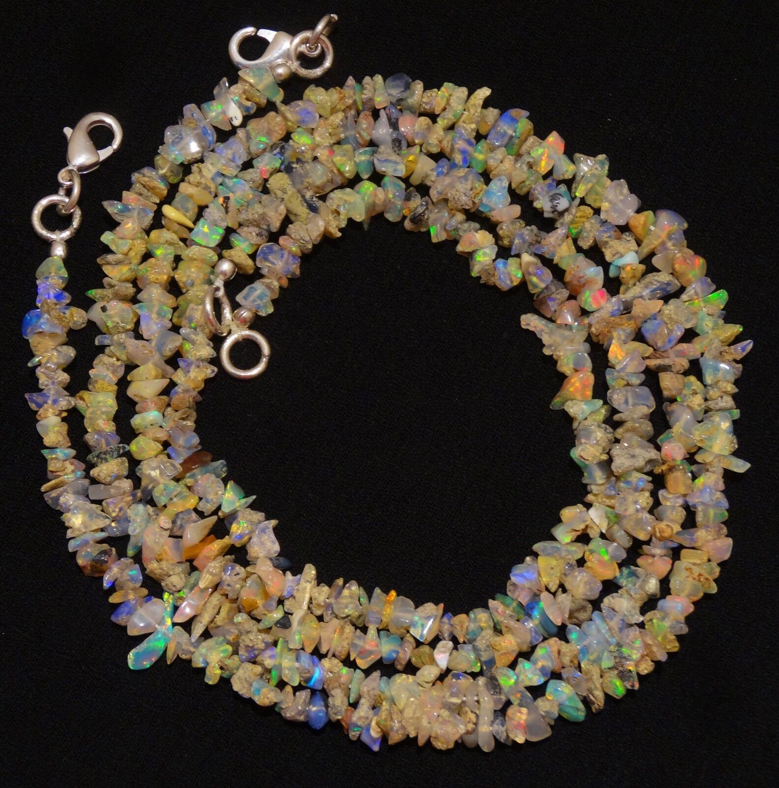 Natural Gem Ethiopian Welo Opal 4 to 5MM Approx. Uncut Beads Necklace 18 Inch