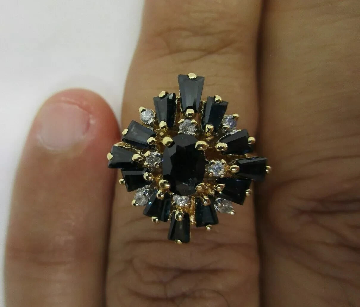 2.70 Carat 14K Gold Diamond & Sapphire Ring Diamond=.20 F-SI1/VS2 5.0 Grams