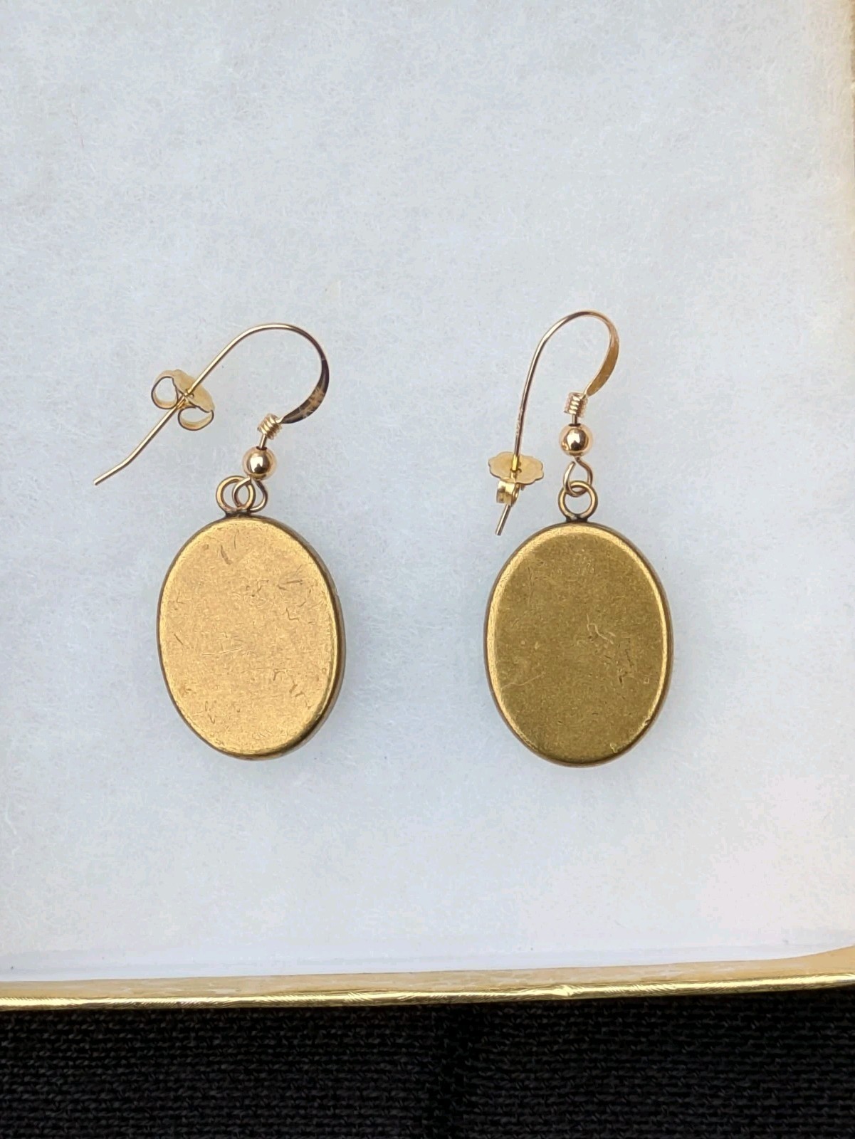 Pietra Dura Pierced Earrings – Made w/ Antique Italian Plaques, 14k GF Hooks C15