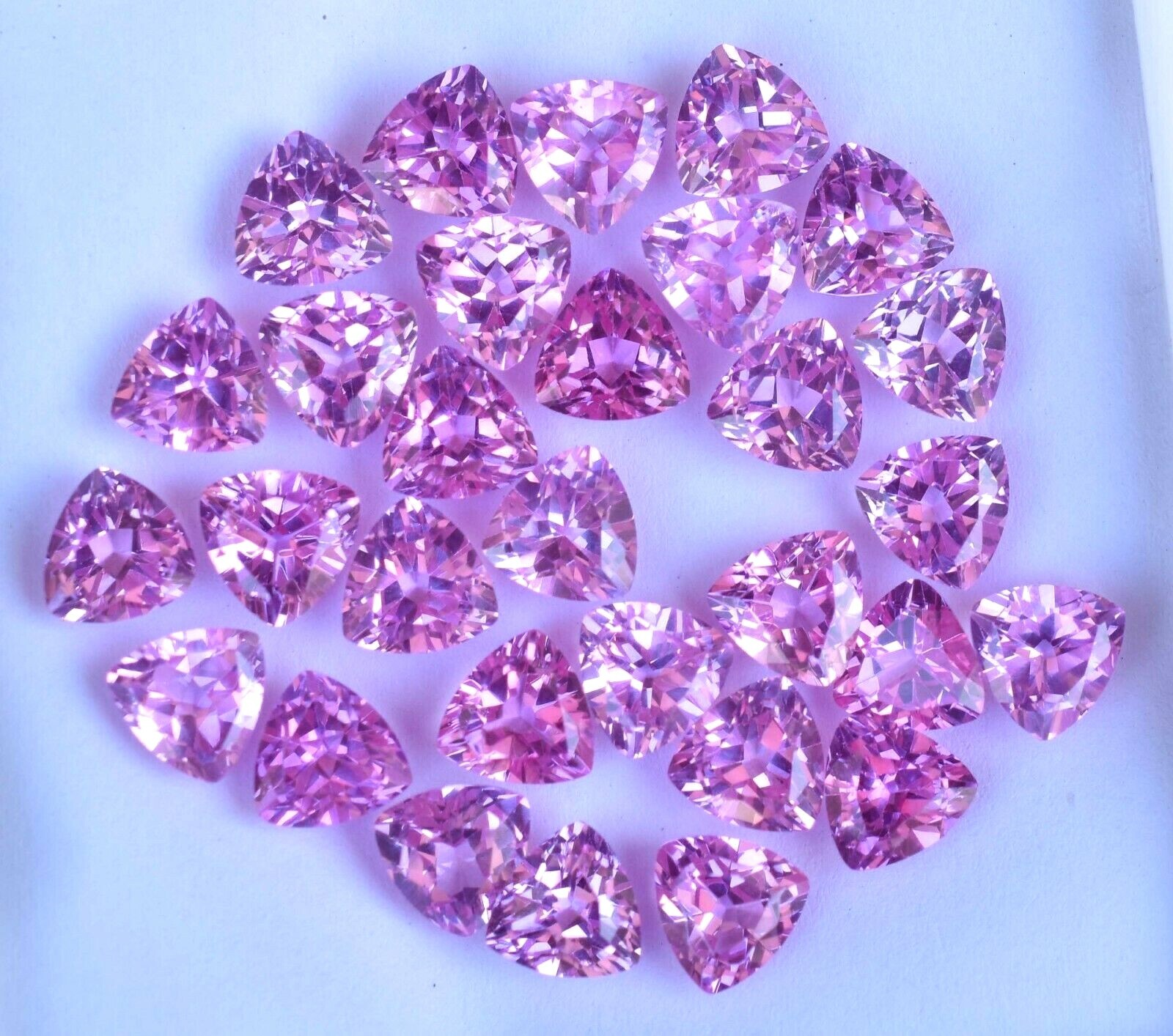 30 Pcs Natural Mogok Pink Ruby Trillion 6.90 MM Certified Treated Gemstone
