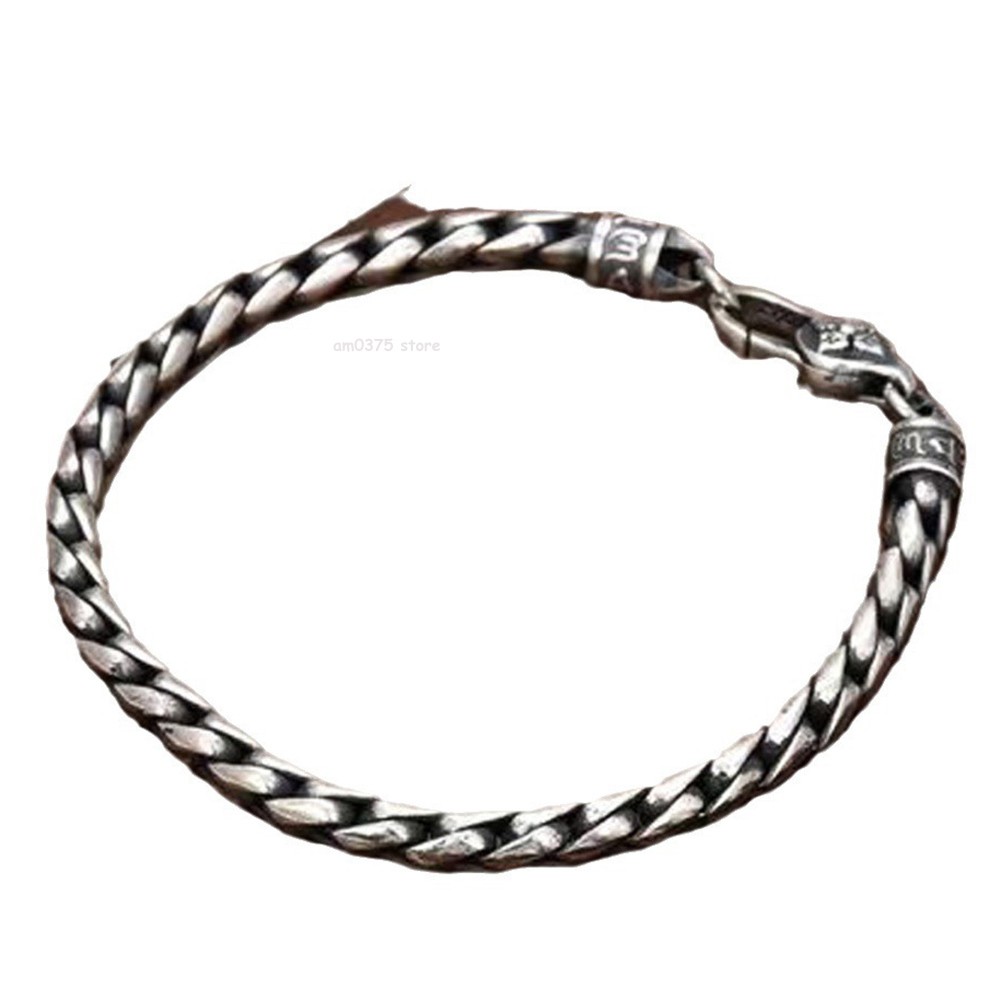Real 925 Sterling Silver Women Men 5mm Round Snake Link Bracelet 7.9inchL