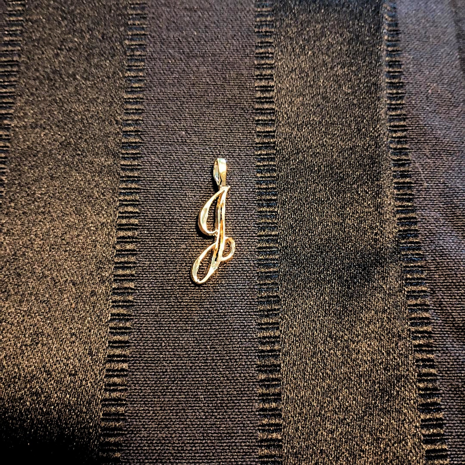 Gold Plated Initial Pendant 24k Yellow Gold Cursive Letters A to Z Diamond-Cut