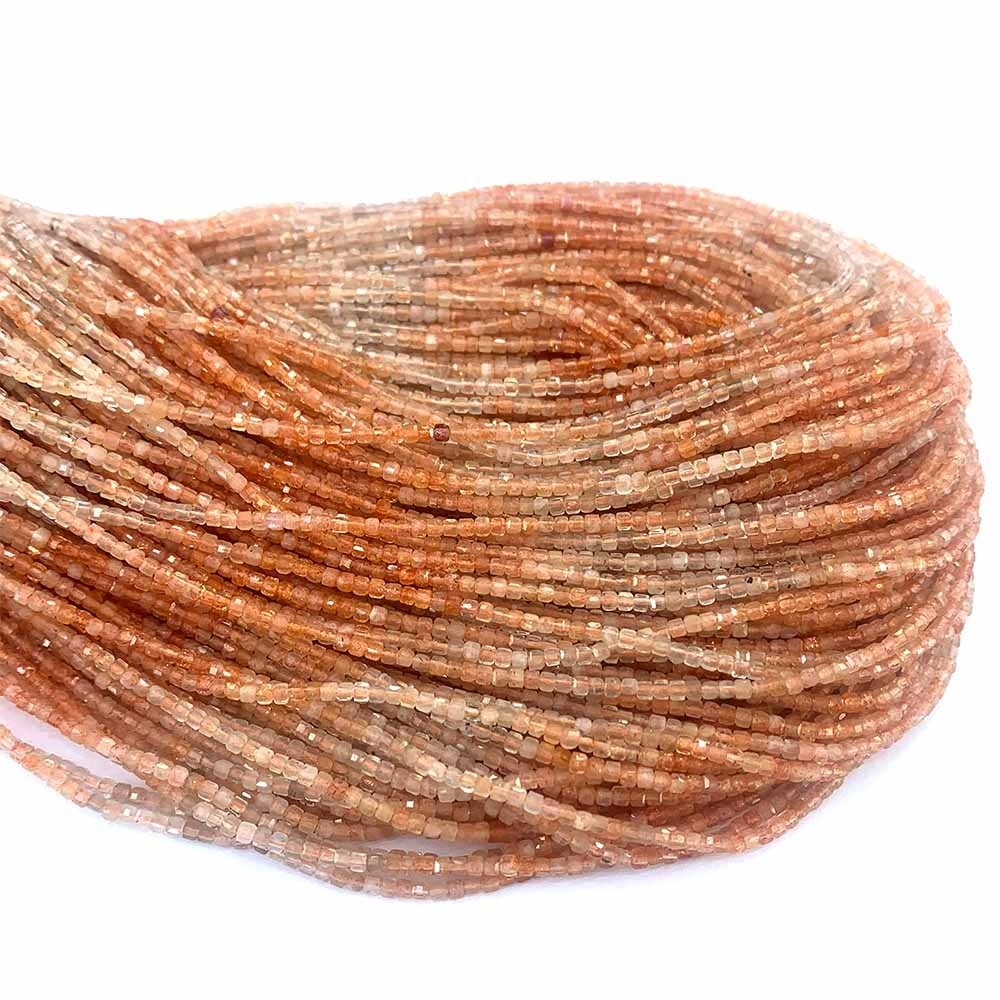 Natural Genuine Sanidine Gold Sunstone Faceted Small Edge Cube Loose Beads