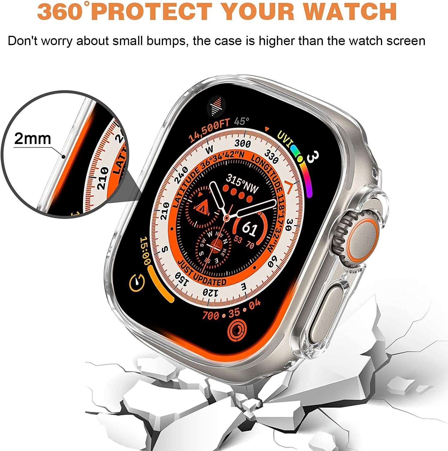 1-2PACK For Apple Watch Ultra 49mm Soft TPU Case Cover 360 Full Screen Protector