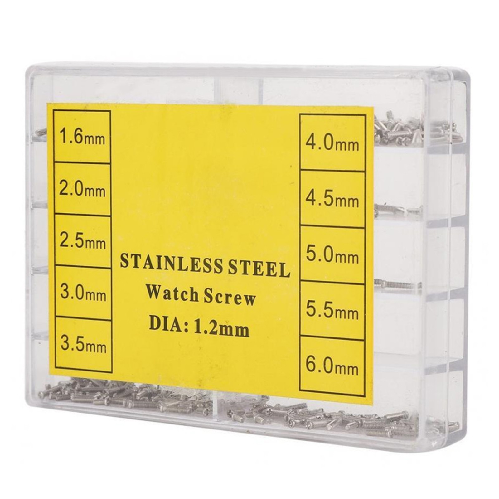 600pcs 1.2mm Stainless Steel Eyeglass Jewelry Watch Screws Assortment 1.6mm-6mm