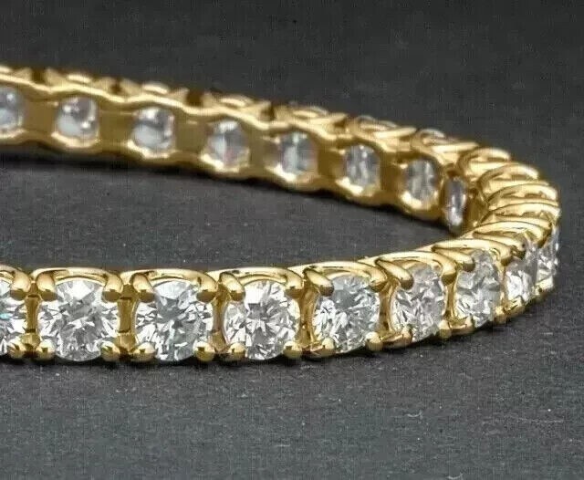 6.60CT Round EF/VVS Lab Grown Diamond Valentine’s Gift Tennis Bracelet 18K Gold