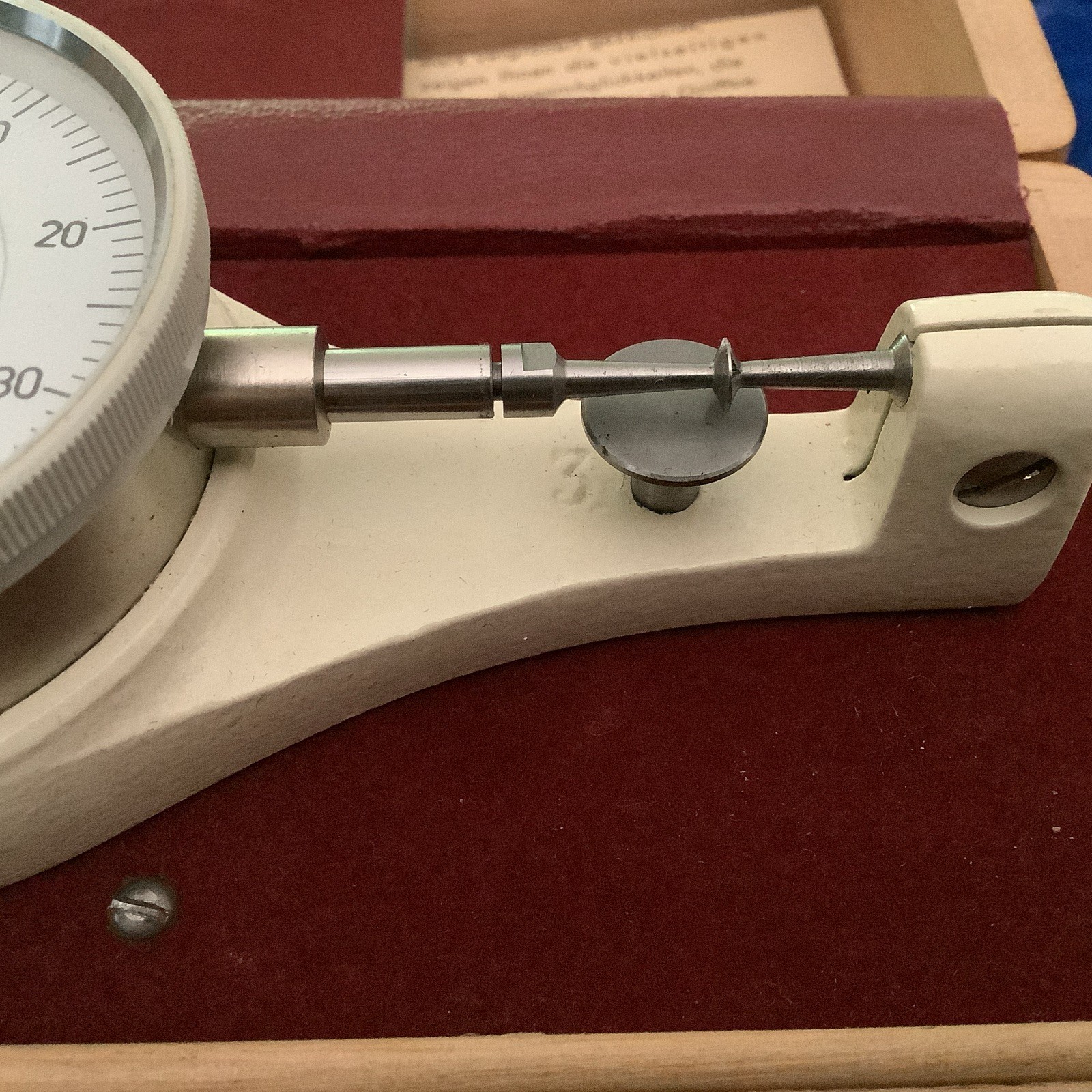 Vintage JKA Feintaster Dial Test Indicator 0.01mm Precision Gauge w/ Wood Case