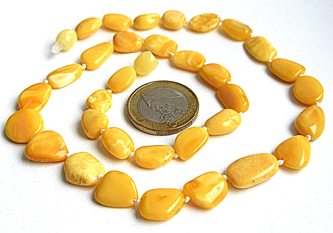 Genuine Baltic Amber Necklace Polished Egg Yolk Butterscotch 45 cm – 17.7 inch