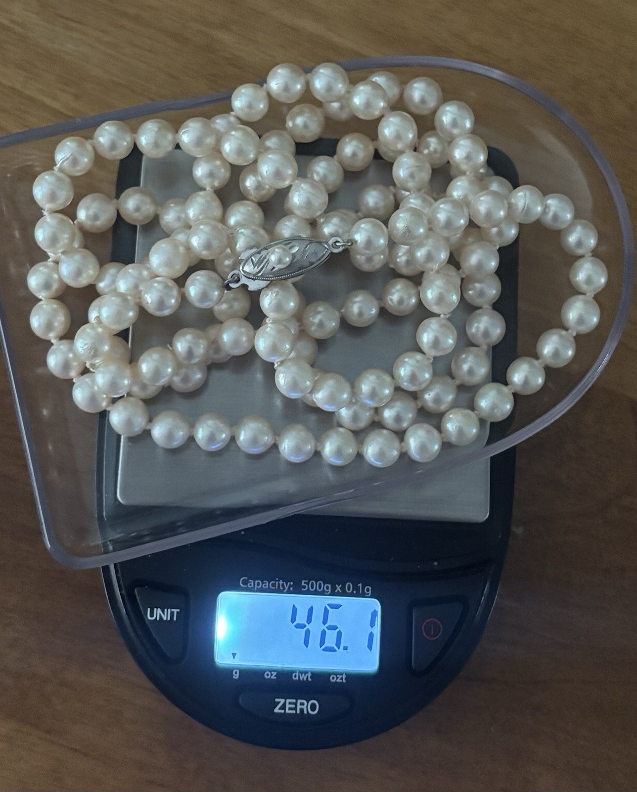Vintage Akoya Pearl Necklace Silver Clasp 6mm 35” Opera Length Creamy Hue