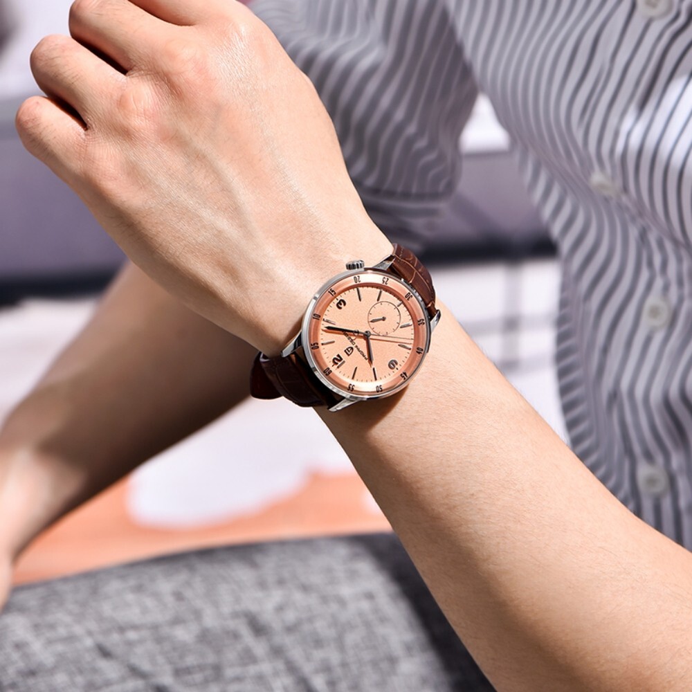 Men Automatic Mechanical Watch Large Dial Leather Sapphire Glass 100M Waterproof