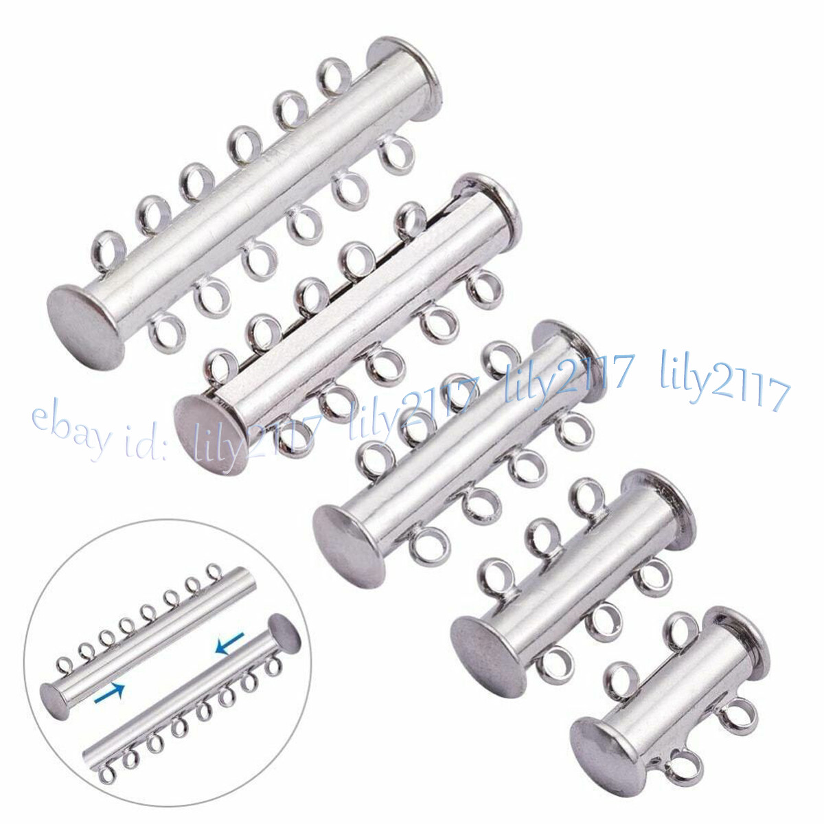 Multi-layered Magnetic Slide Lock Tube Clasps Connector For Jewelry Making DIY