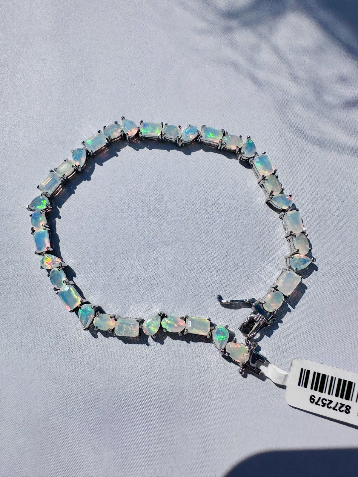 Stunning Genuine Opal Bracelet In Sterling Silver