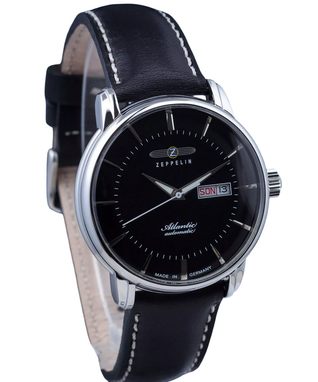 Zeppelin Automatic Atlantic Black Dial Day Date 8466-2 Leather Band Men’s Watch