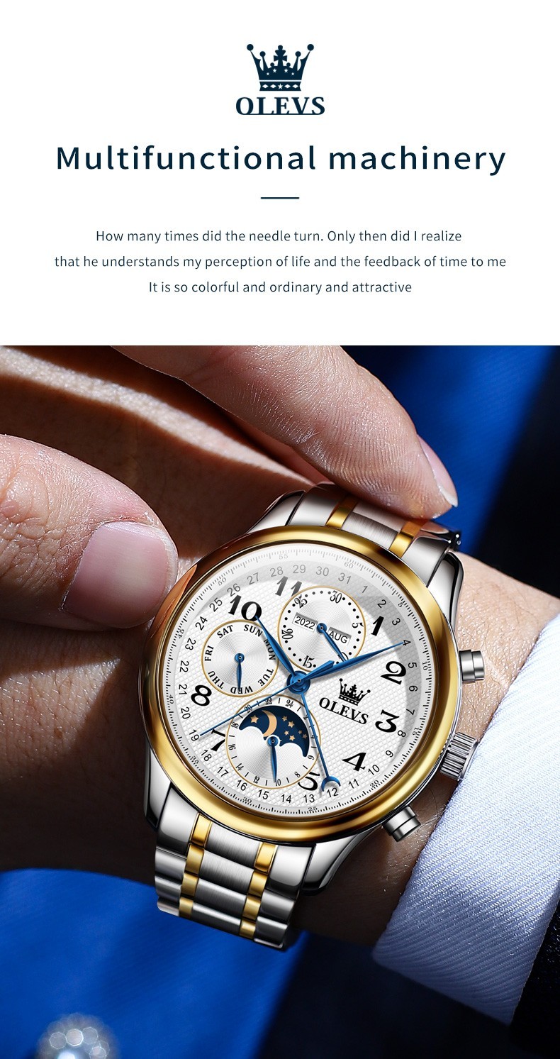 OLEVS 6667 Stylish Multi-functiom Water Resistant Casual Formal Mechanical Watch