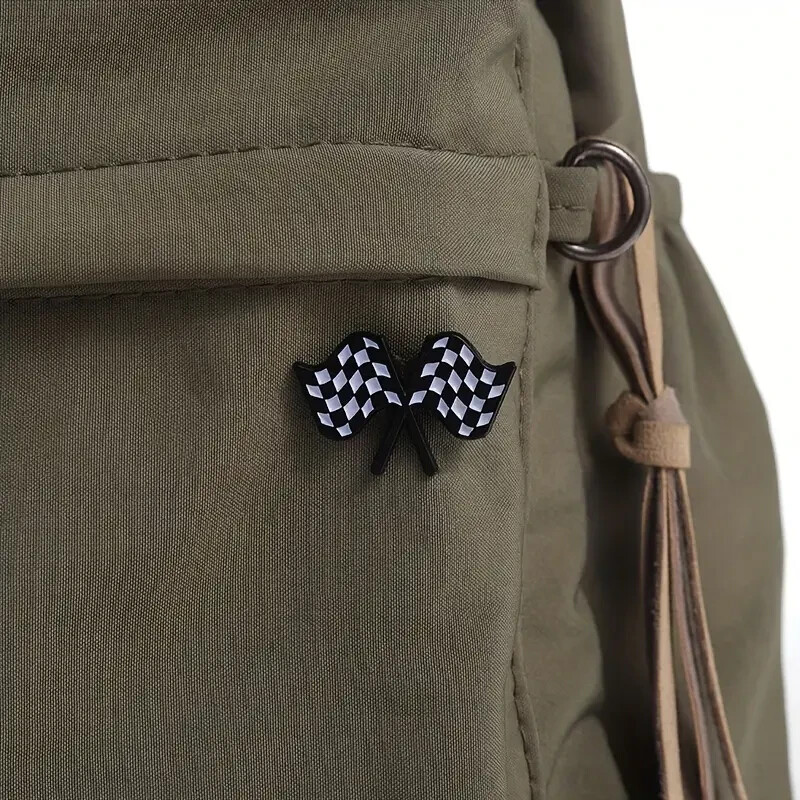Racing Flag Enamel Pins Black White Checkerboard Commemorative 4 Motor Racing