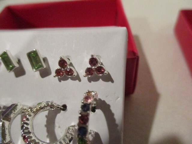 AVON Radiant Rainbow Earring Pack 6 pairs of Hoops & Studs 1/2″ D Multicolored