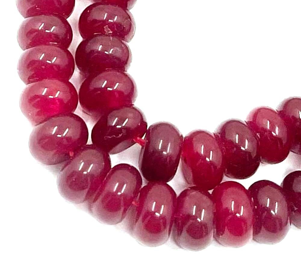 8x5mm Red Wine Jade Rondelle Gemstone Beads Crimson (39 pcs)