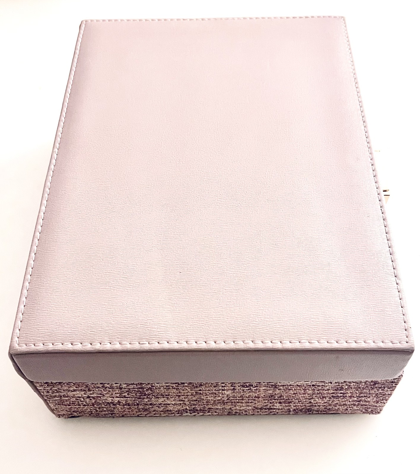 Jewelry Box – 1950’s Style Lavender Faux Leather & Fabric Keepsake 10”x7.5”