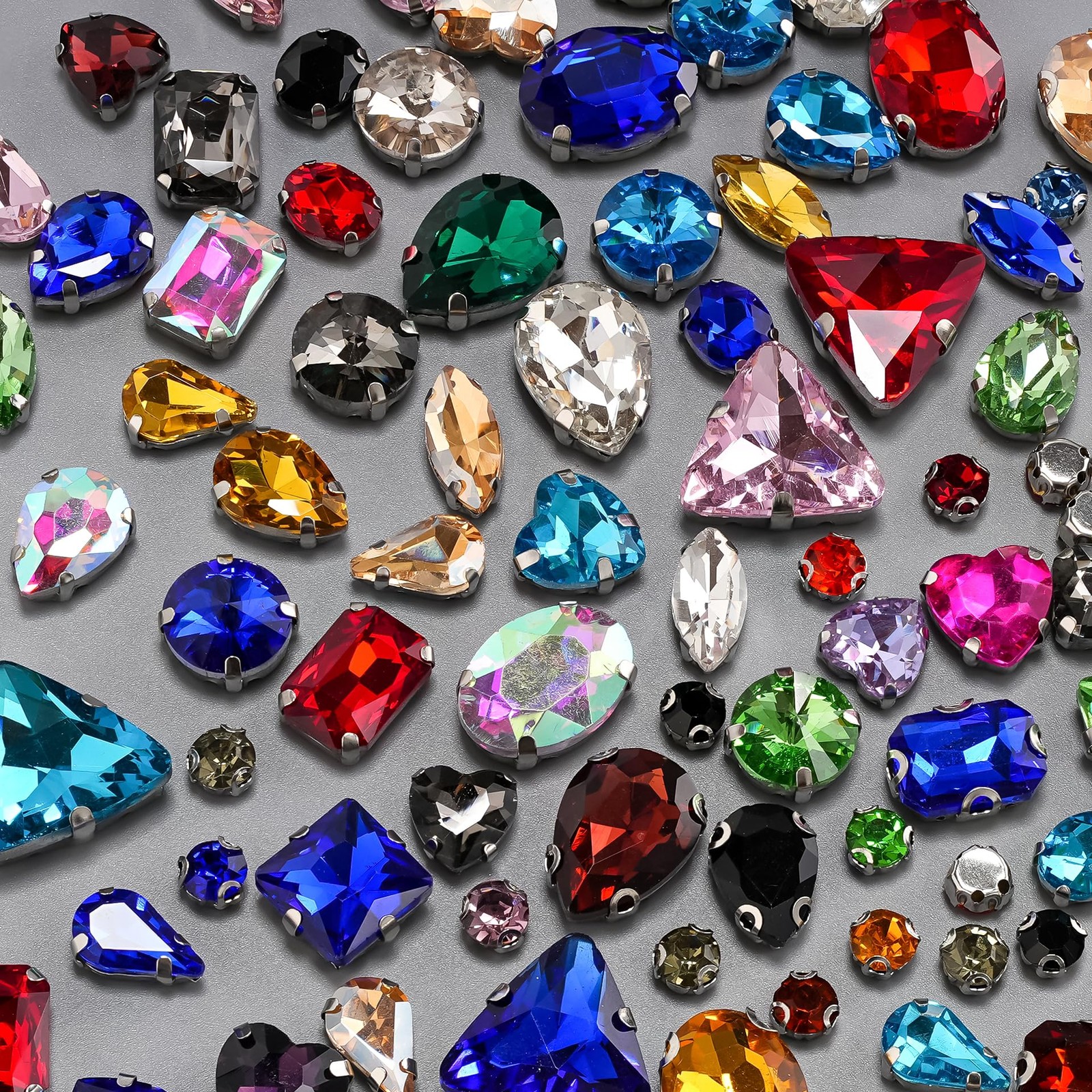 188 Pieces Large Sew on Rhinestones Colorful Sew On Acrylic Crystals Gems Mix…